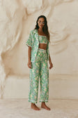 Green Floral Heritage print Kelia Trouser Pants