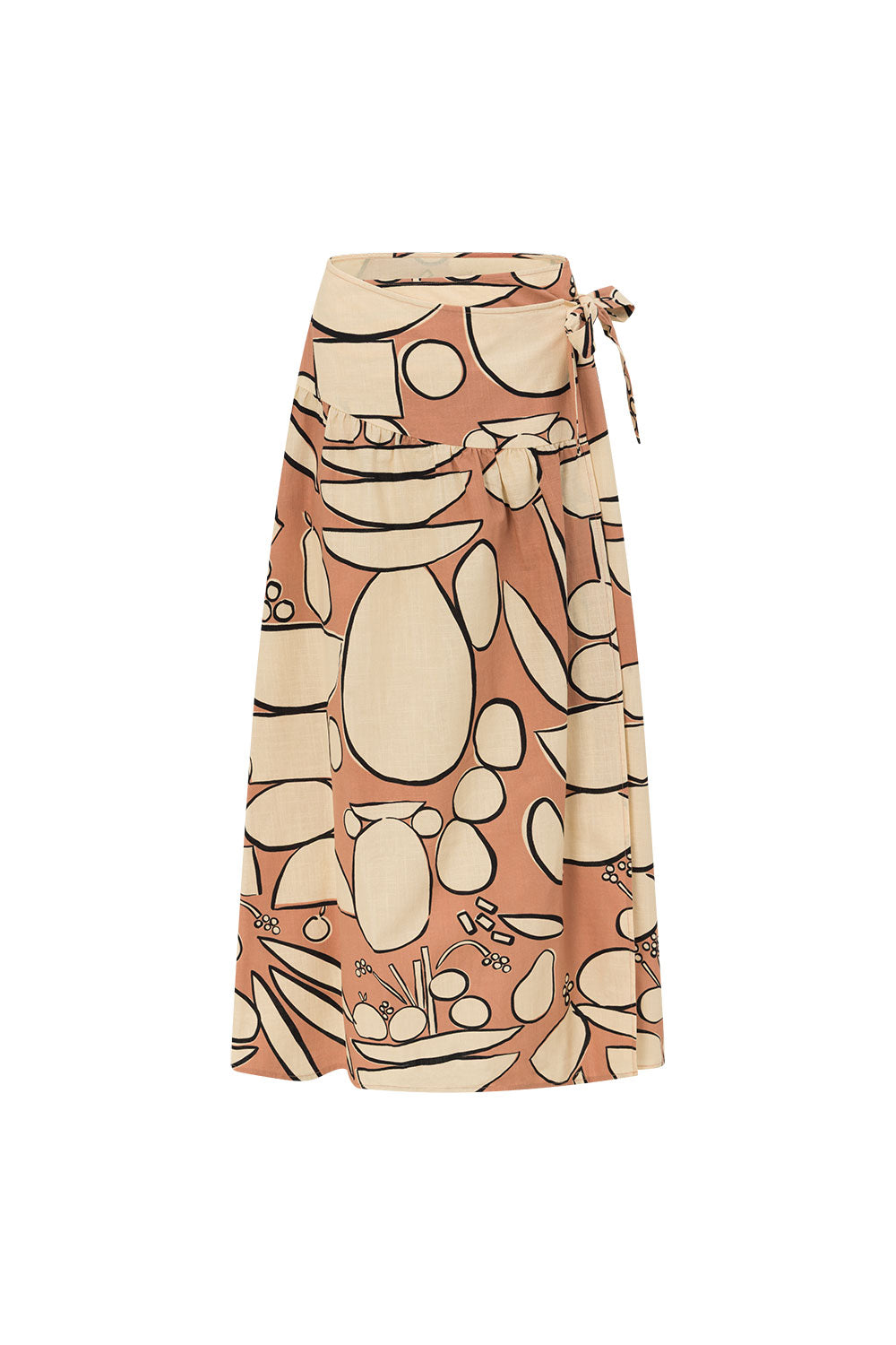 Orange Barrosa Print Slit Maxi Tahaa Skirt