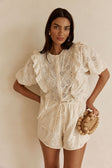 Beige Broderie Ruffle Button Up Wynter Top