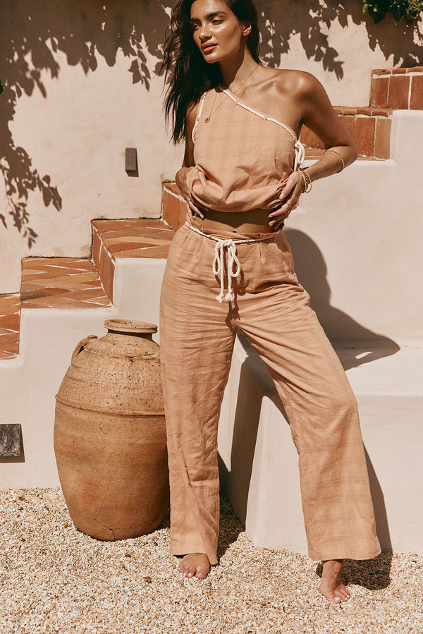 Rust Brown High Waist Drawstring Emmie Pants