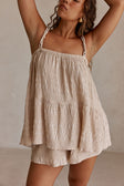 Beige Ruched Strappy Amina Top
