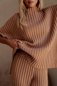 Apricot Ribbed Knit Relaxed Celine Top