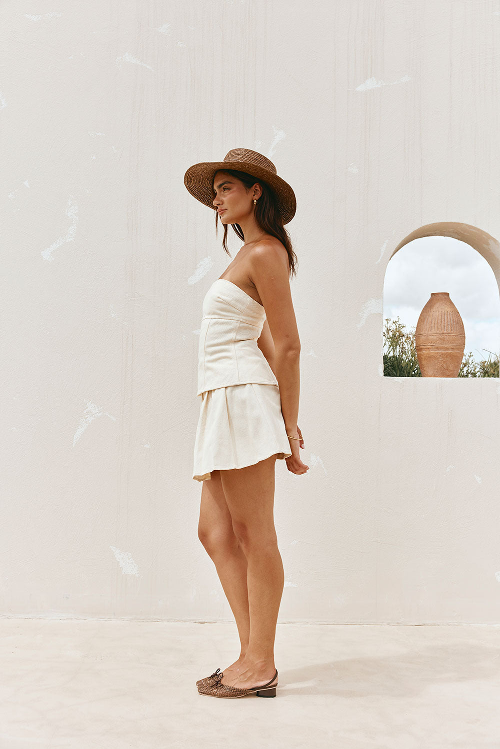 Cream Strapless Panelled Zhara Top