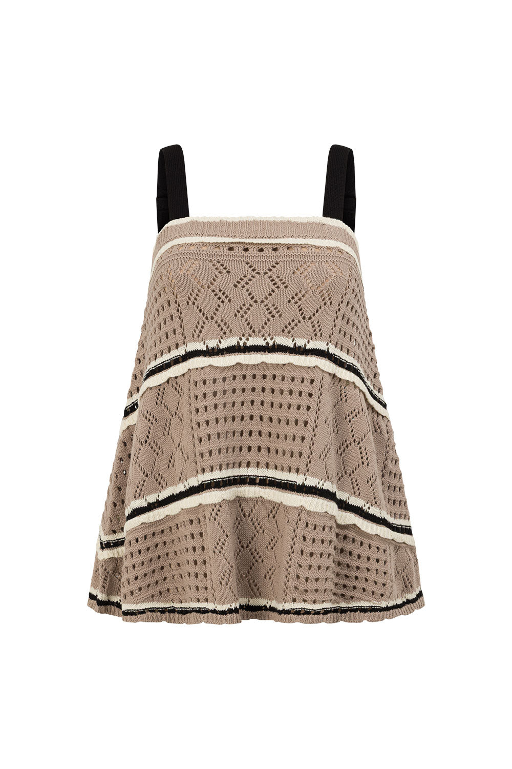 Brown Crochet Knit Cami Eleza Top