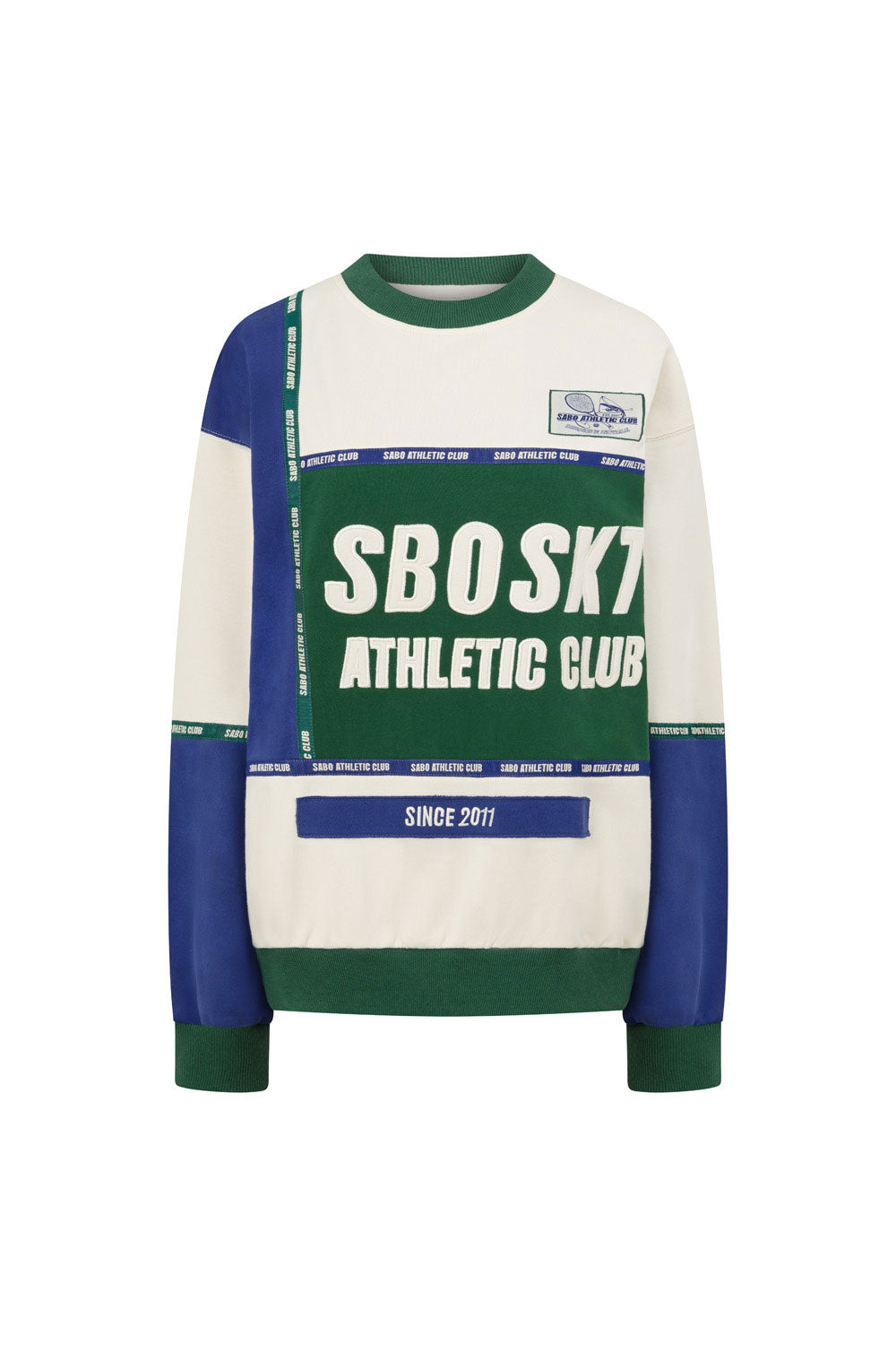Cream and Green Terry Vintage Oversized York Sweater