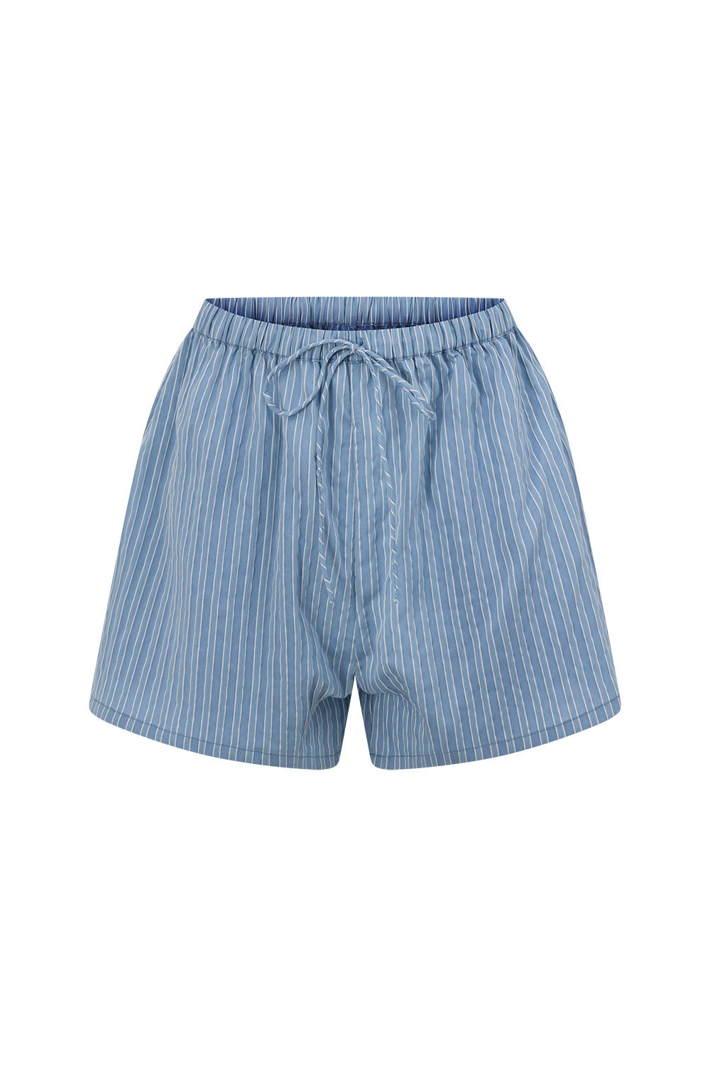 Blue Stripe Elastic Drawstring Hailey Shorts