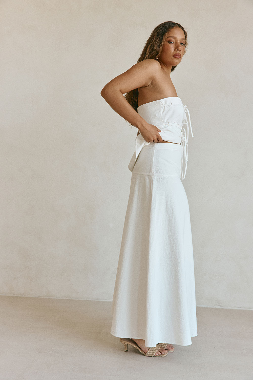 White High Waist A Line Maxi Esperanza Skirt