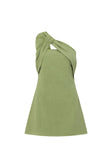  Green One Shoulder Cutout Mini Knot Dimmi Dress