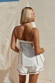 White Linen-Cotton Strappy Flouncy Jayne Top