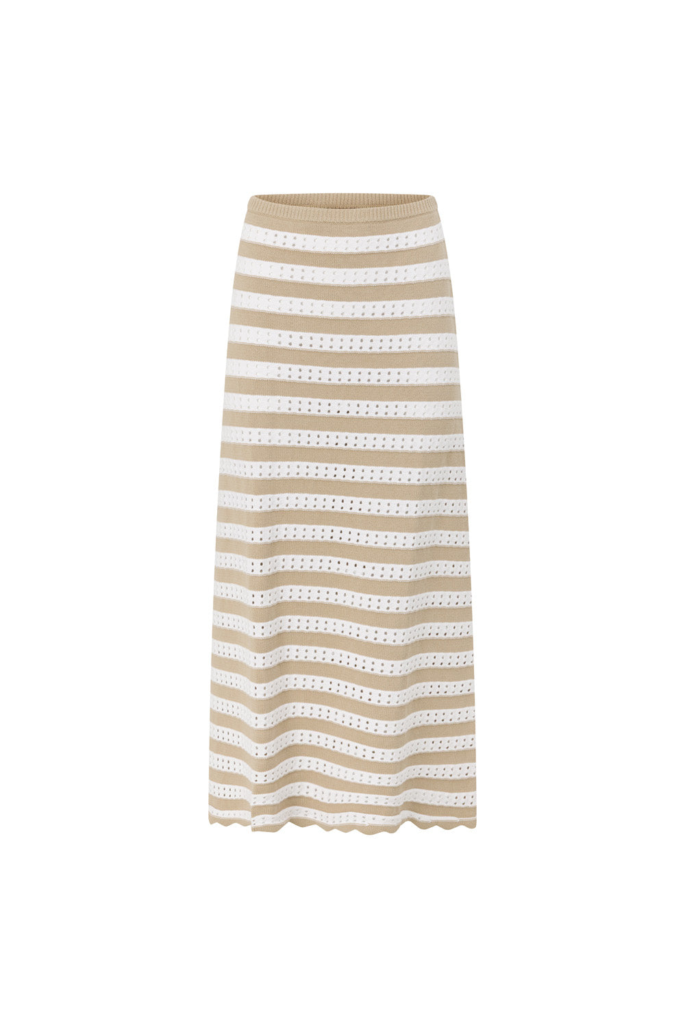 White and Brown Stripe Maxi Aston Skirt