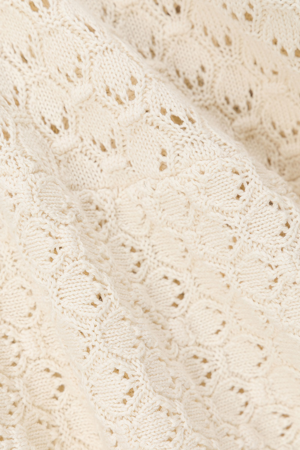 Cream Pointelle Knit Waist Tie Mini Demi Dress