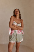 Fiori Green Floral Print Drawstring Meadow Shorts