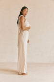 Beige Silky Elastic Drawstring Koda Pants