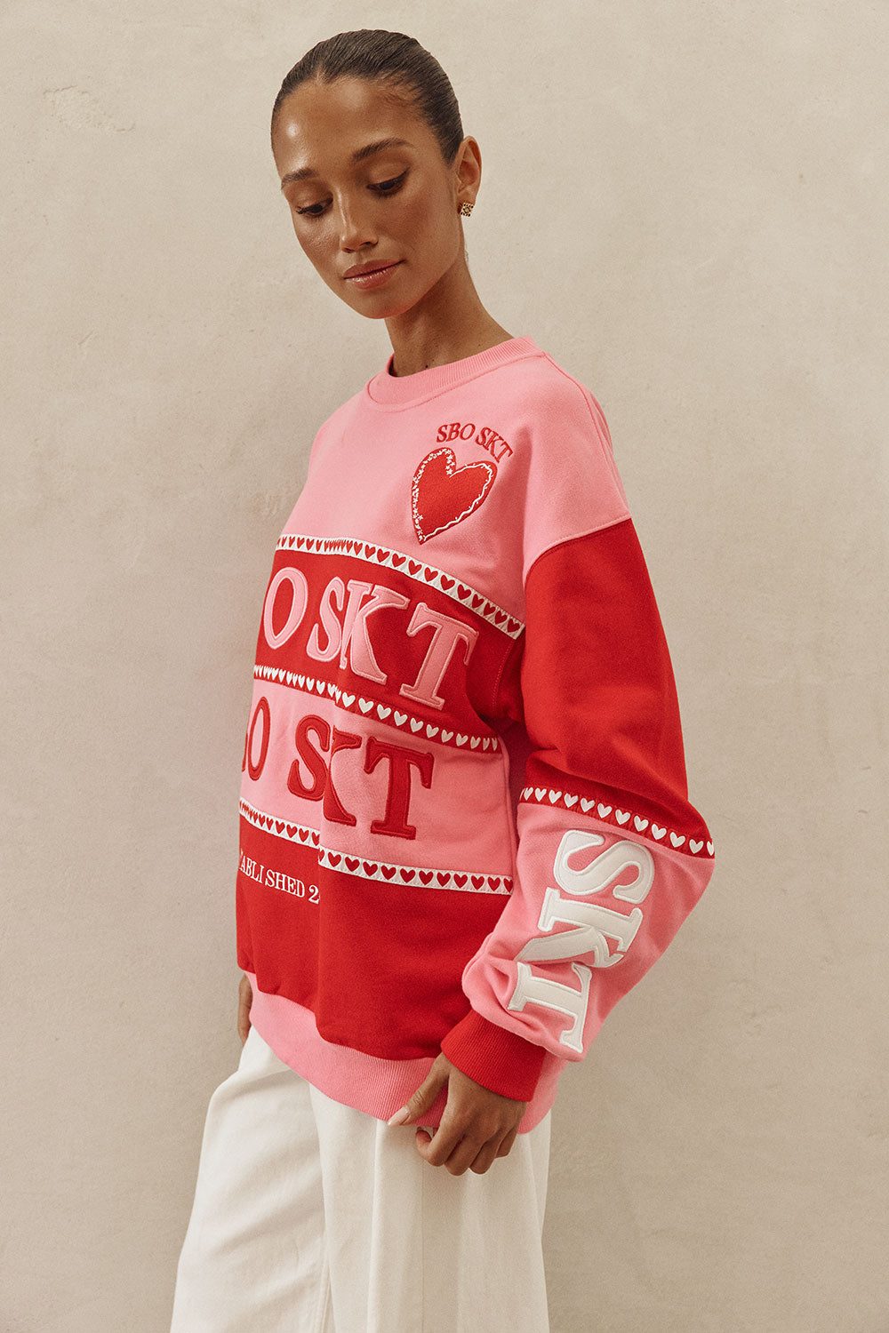 Pink and Red Terry Oversized Vintage Adora Sweater