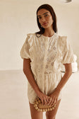 Beige Broderie Ruffle Button Up Wynter Top