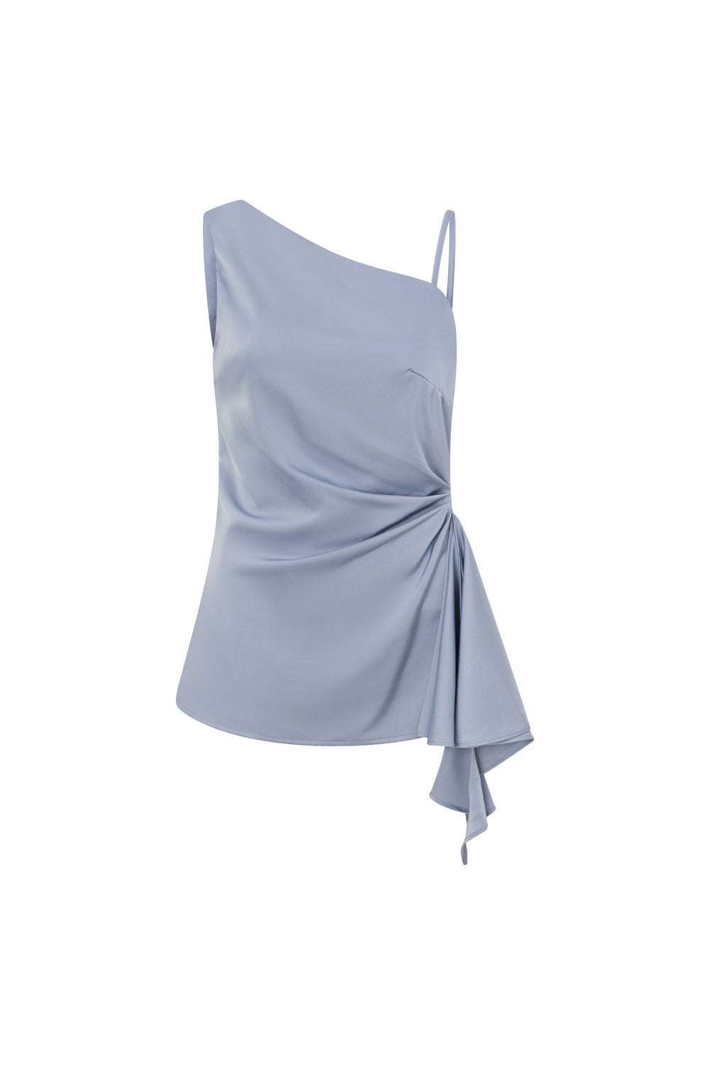Hailey Thin Adjustable Strap Ruched Backless Top - Blue