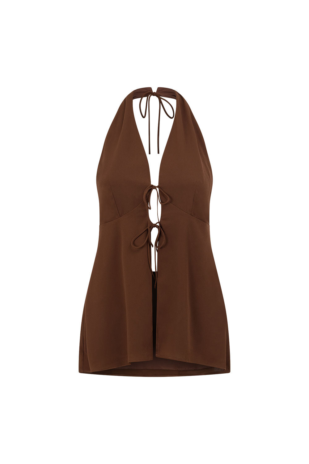 Chocolate Brown V Neck Halter Liora Top