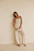 Beige Crochet Knit Strappy Nev Top