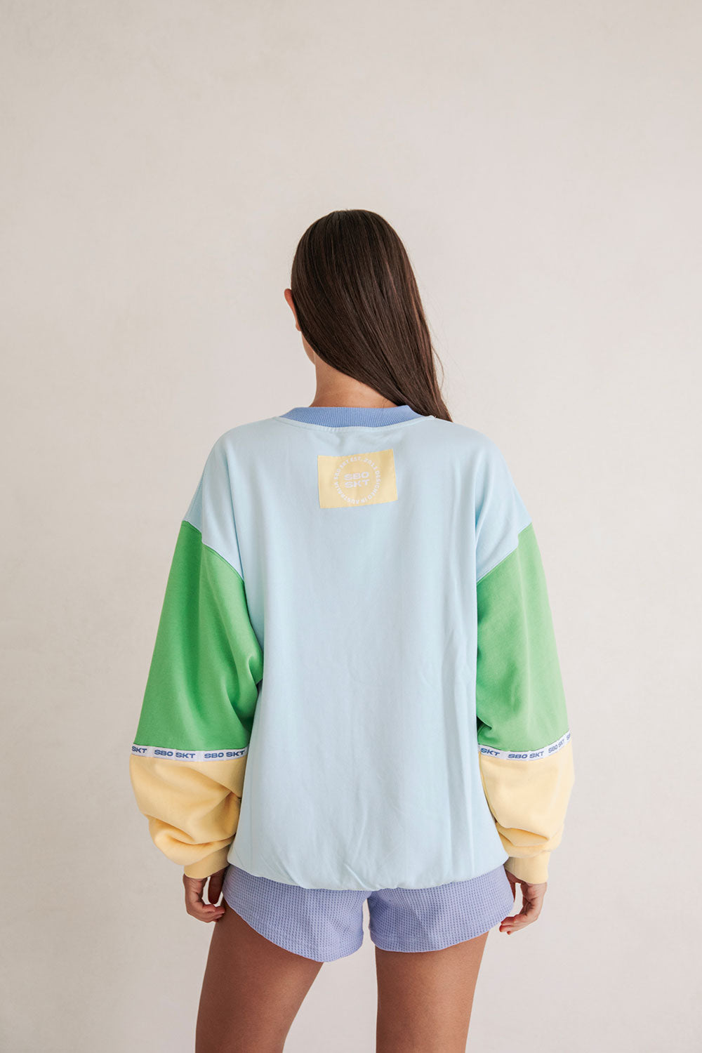 Hourglass Oversized Vintage Sweater - Blue Yellow Green