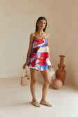 Valley Red Print Strappy Tiered Vian Top