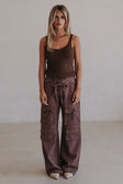 Chocolate Brown Pocket Cargo Jaicee Pants