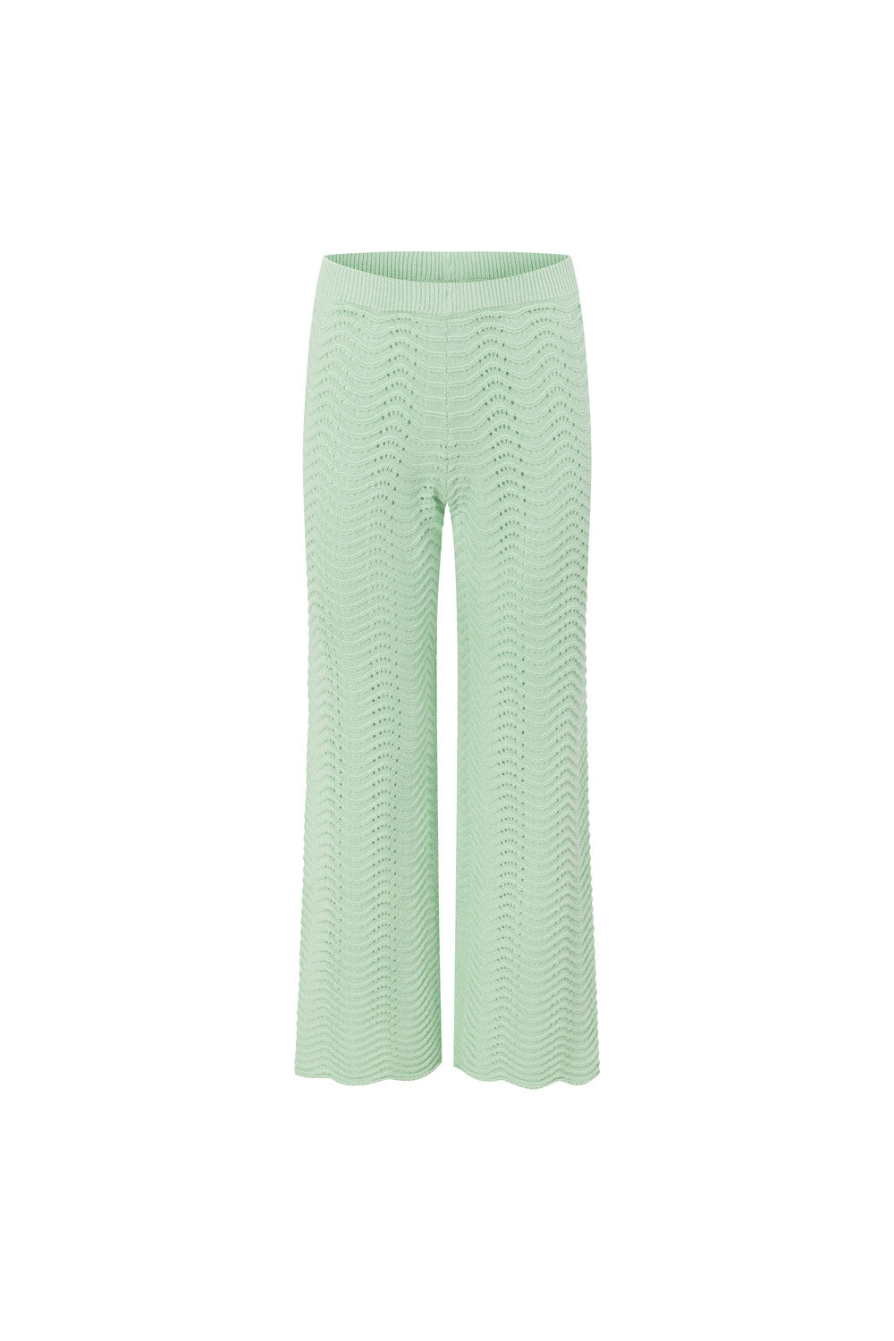 Mint Green Crochet Knit High Waist Kama Pants