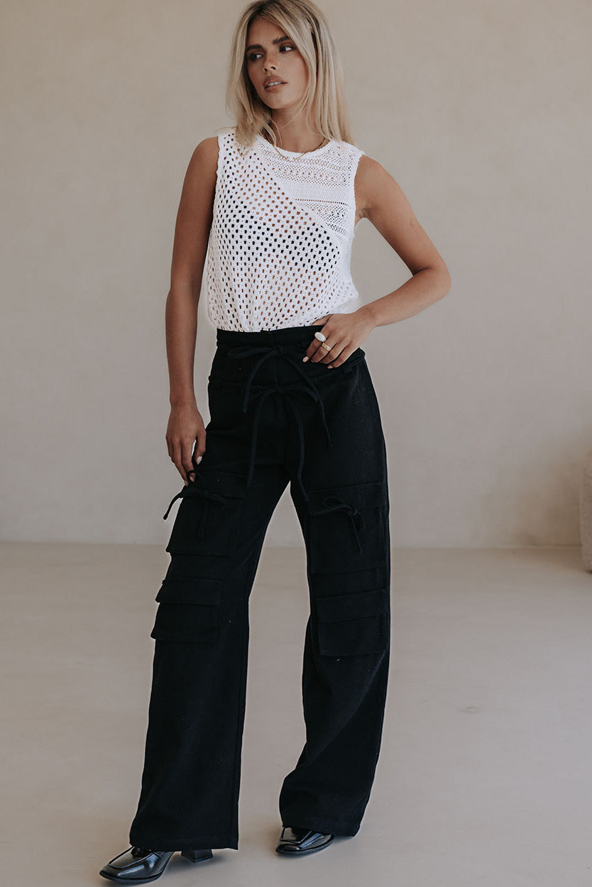 Black Tie Pocket Cargo Jaicee Pants