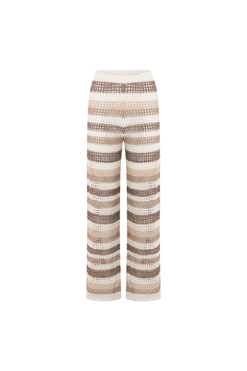 Brown and White Stripe Knit High Waist Bristol Pants