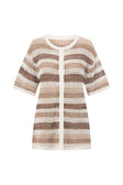 Brown and White Stripe Kint Button Up Bristol Top