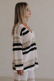 Tan Knit Long Sleeve V Neck Paityn Top