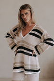Tan Knit Long Sleeve V Neck Paityn Top