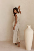 Beige Cut Out Tie Maia Jumpsuit