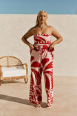 Red and Pink Darling Floral Print Drawstring Enya Pants