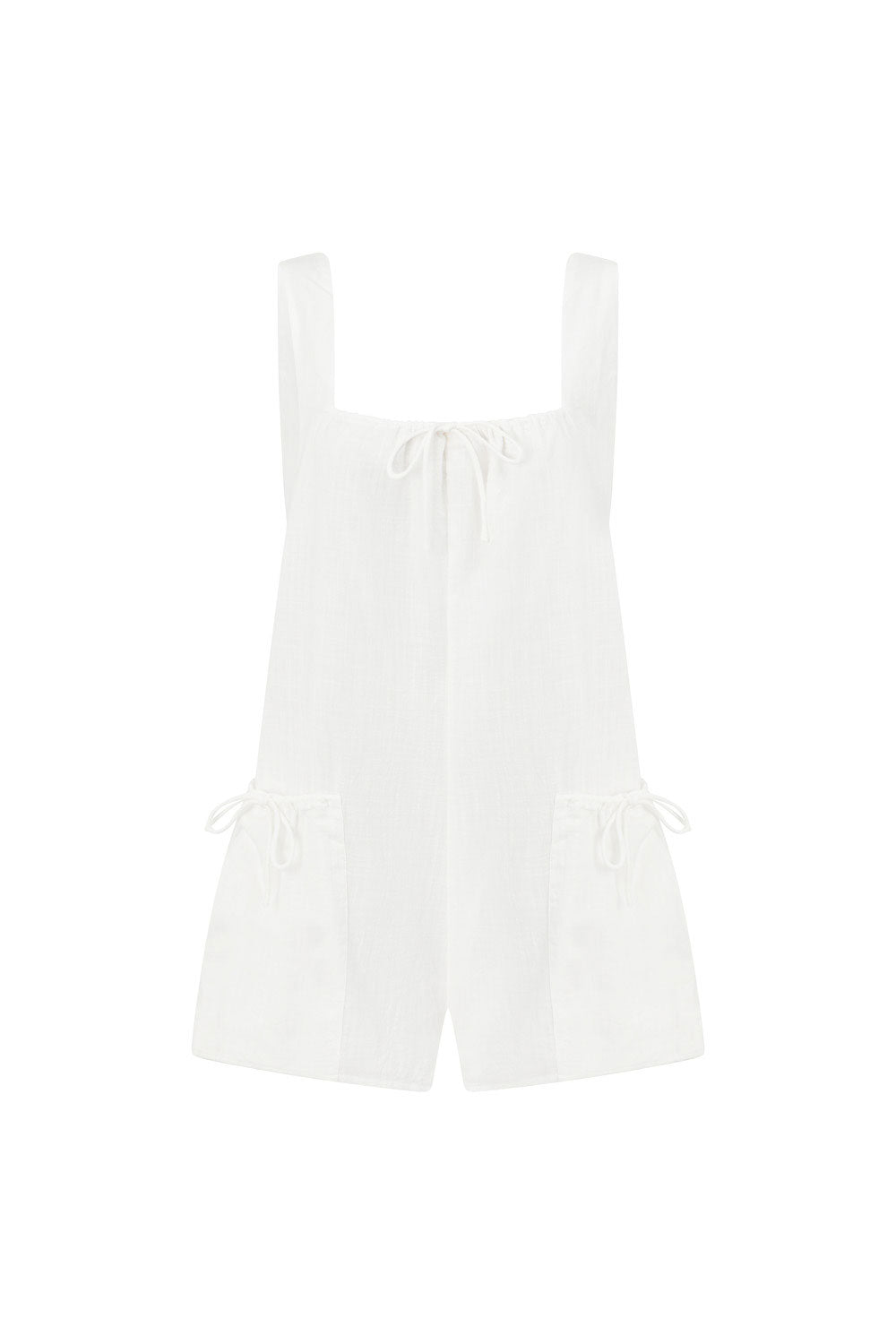 White Cotton Boxy Brita Playsuit