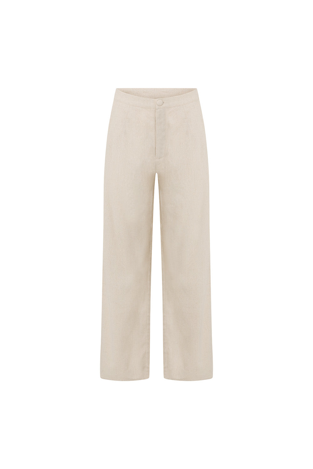 Beige Linen Blend Wide Leg Isa Trouser Pants