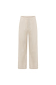 Beige Linen Blend Wide Leg Isa Trouser Pants