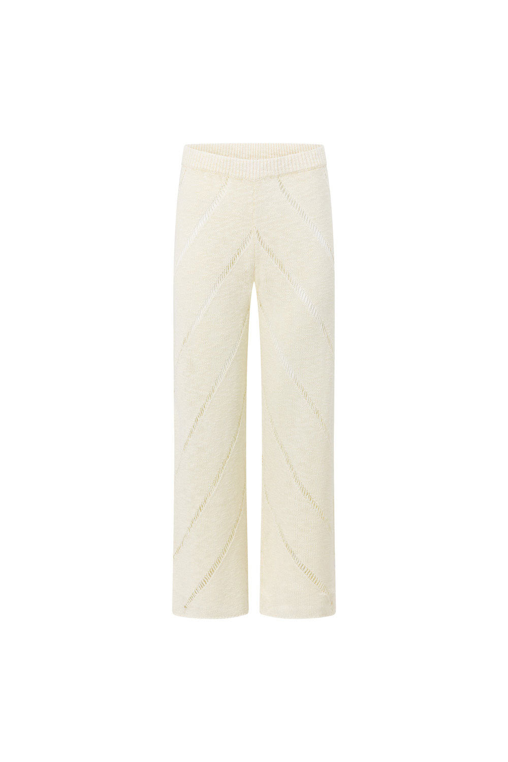 Cream Knit High Waist Ladder Pannel Josiah Pants