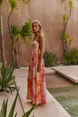 Pink Botanica De Flor Print Maxi Lune Dress