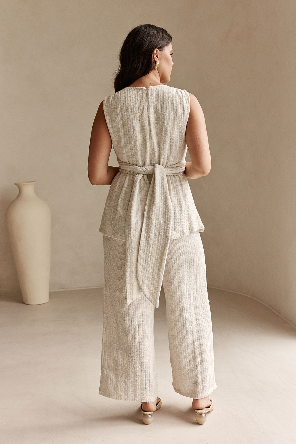 Beige Cut Out Tie Maia Jumpsuit