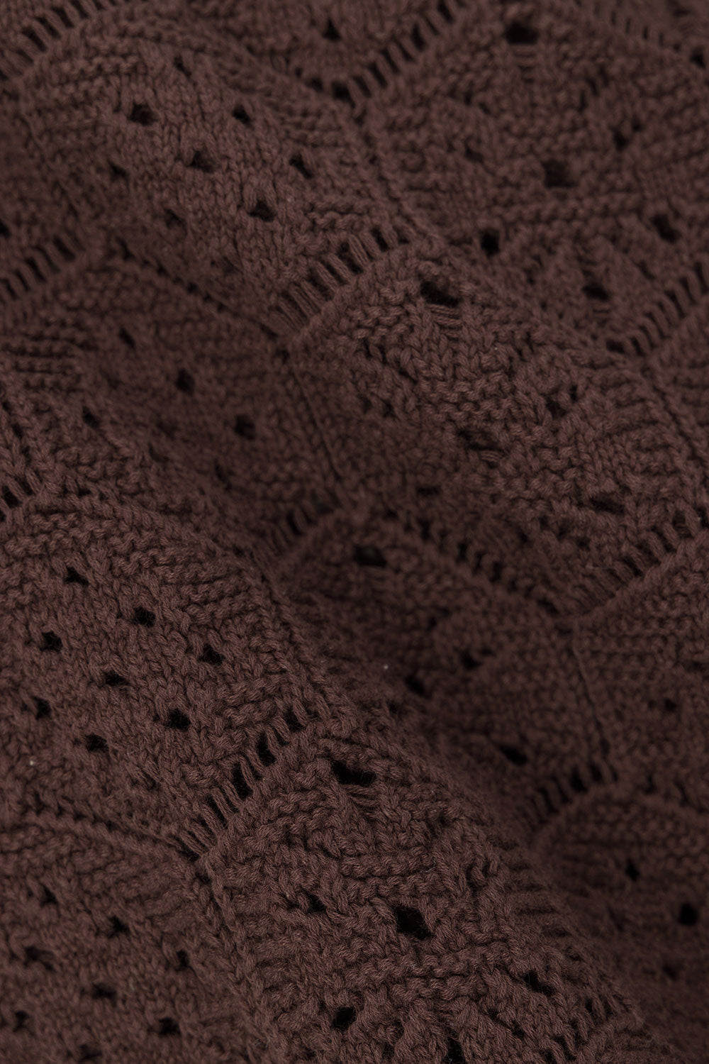 Brown Crochet Knit Button Up Umiko Top