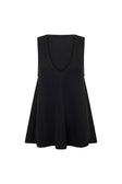 Black Ribbed Knit V Neck Lana Top