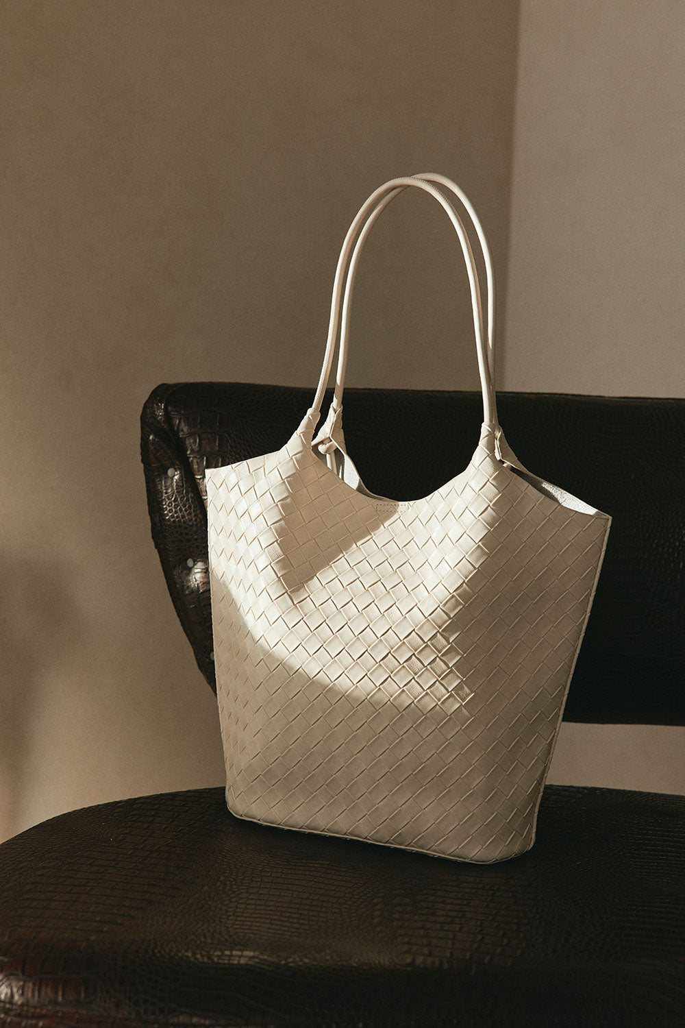Bone Woven Vegan Leather Havana Bag