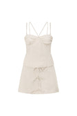 Beige Strappy Front Tie Mini Alexandra Dress