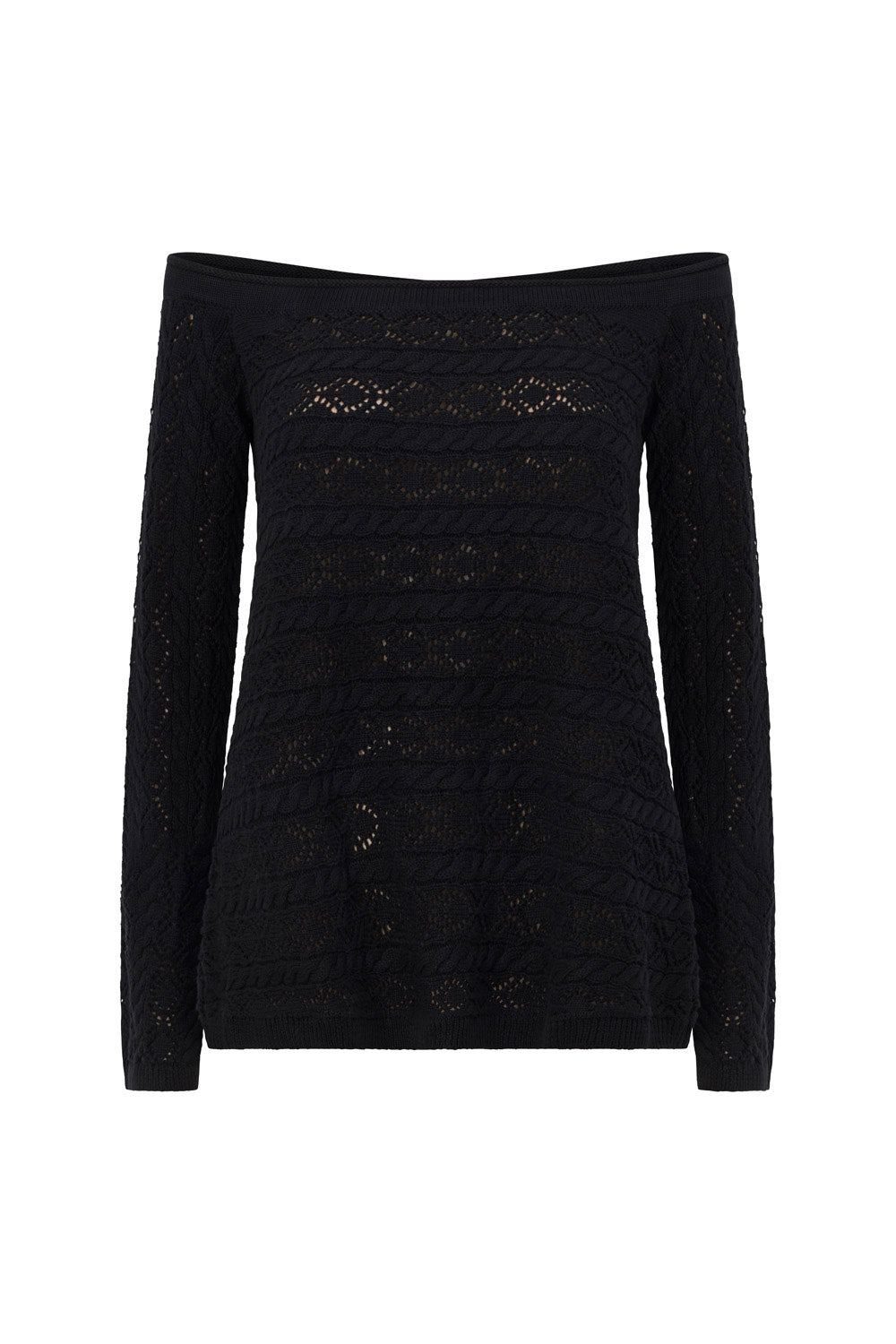 Black Crochet Knit Off Shoulder Cierra Top