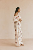 Cream Matia Print Elastic Drawstring Grace Pants