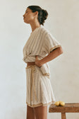Tan Drawstring Wrap Mini Reims Skirt