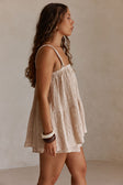 Beige Ruched Elastic Drawstring Amina Shorts