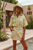 Green Fiore Festivo Print Button Up Aquila Shirt
