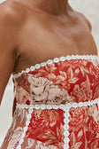 Red Floral Solafleur Print Strapless Hera Playsuit