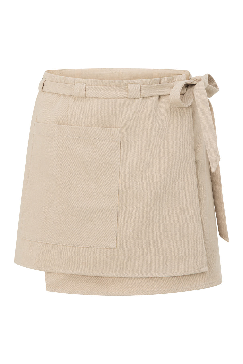 Beige Cotton Wrap Pocket Mini Hadley Skirt
